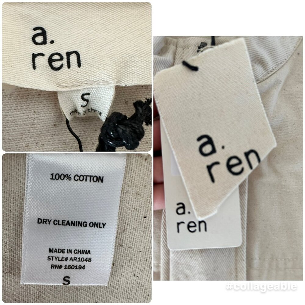A.Ren Utility Cargo Jacket Small Beige Heavy Cotton Convertible Vest Gorpcore - Picture 7 of 16